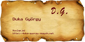 Duka György névjegykártya
